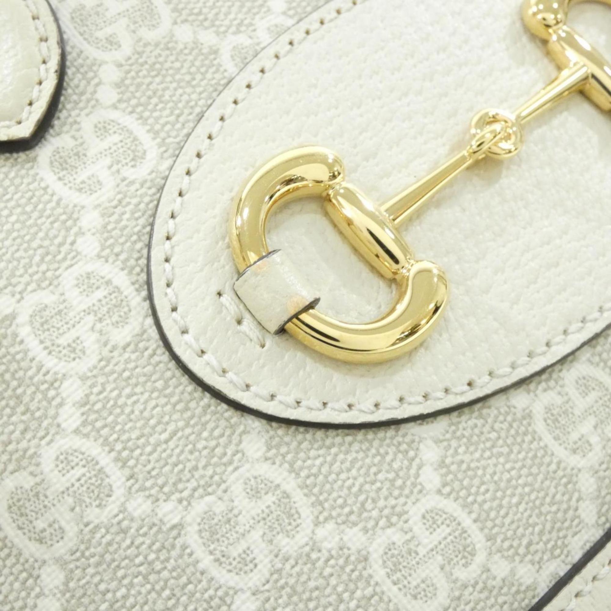 Gucci Horsebit Beige White Gg Supreme Handbag (Pre-Owned)
