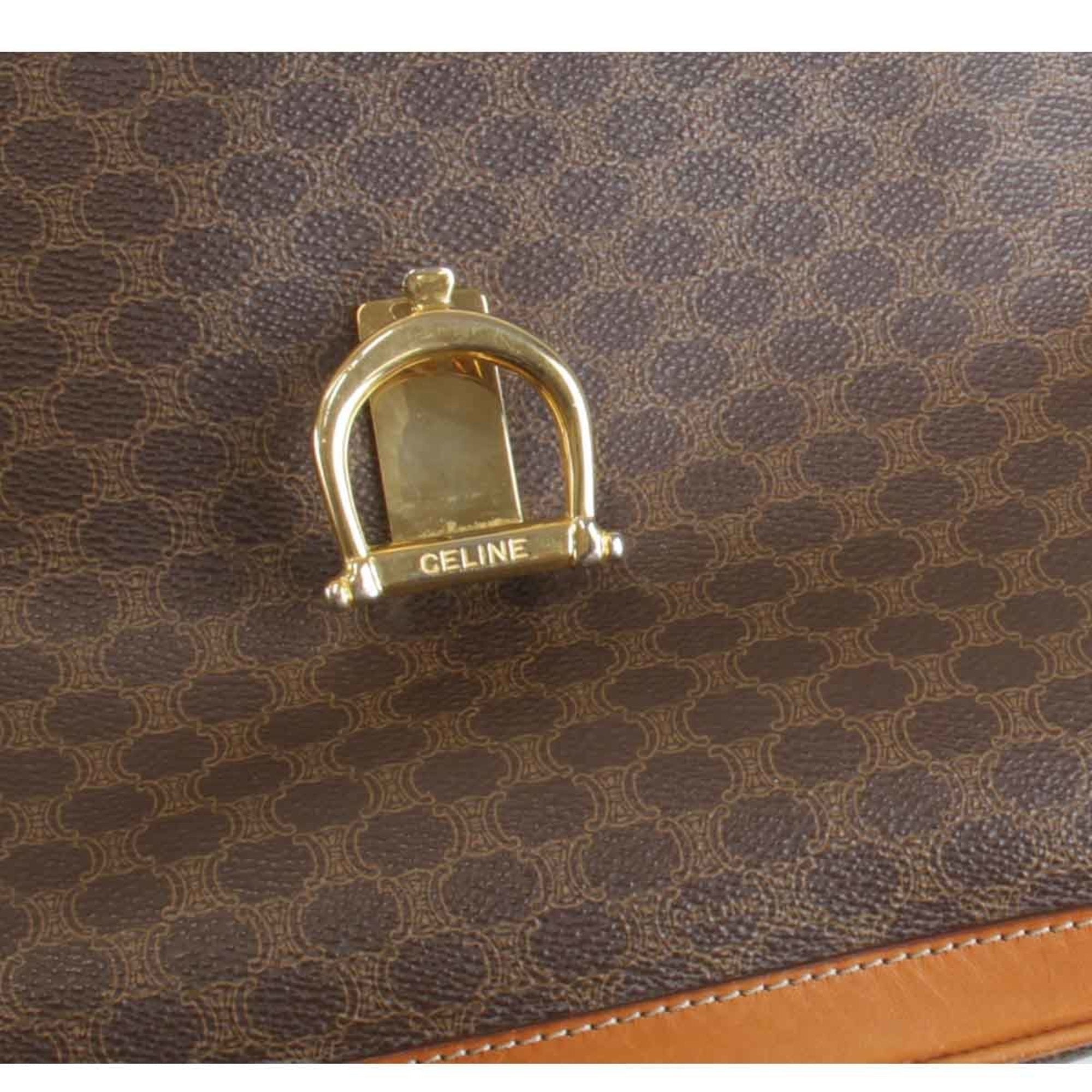 Celine Brown Leather Pvc Handbag