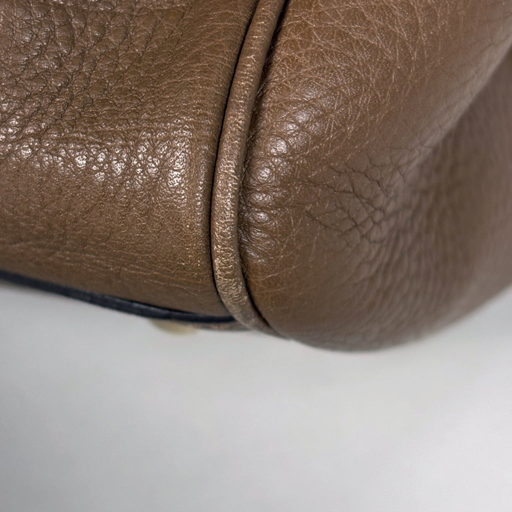 Gucci Bamboo Brown Leather Handbag Shoulder Bag (Pre-Owned)