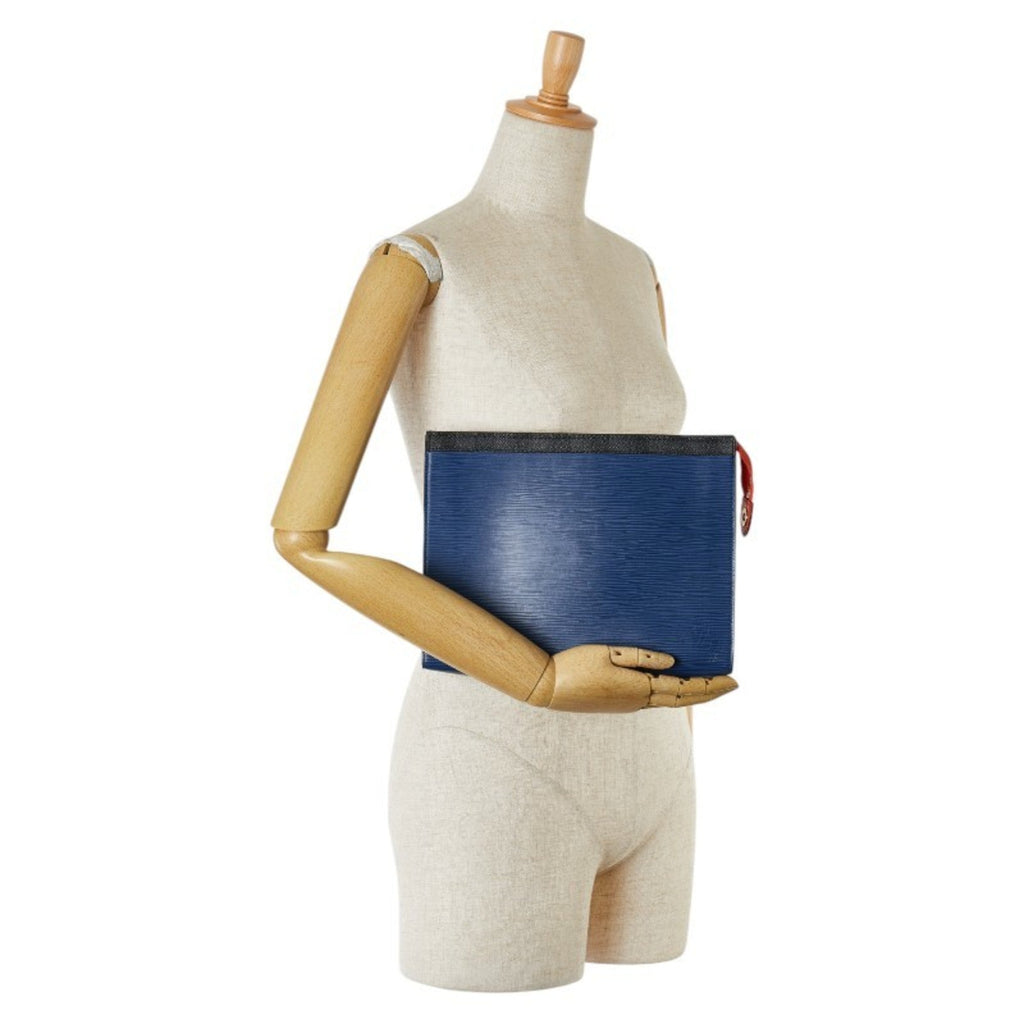Louis Vuitton Black Navy Leather Pvc Clutch Bag
