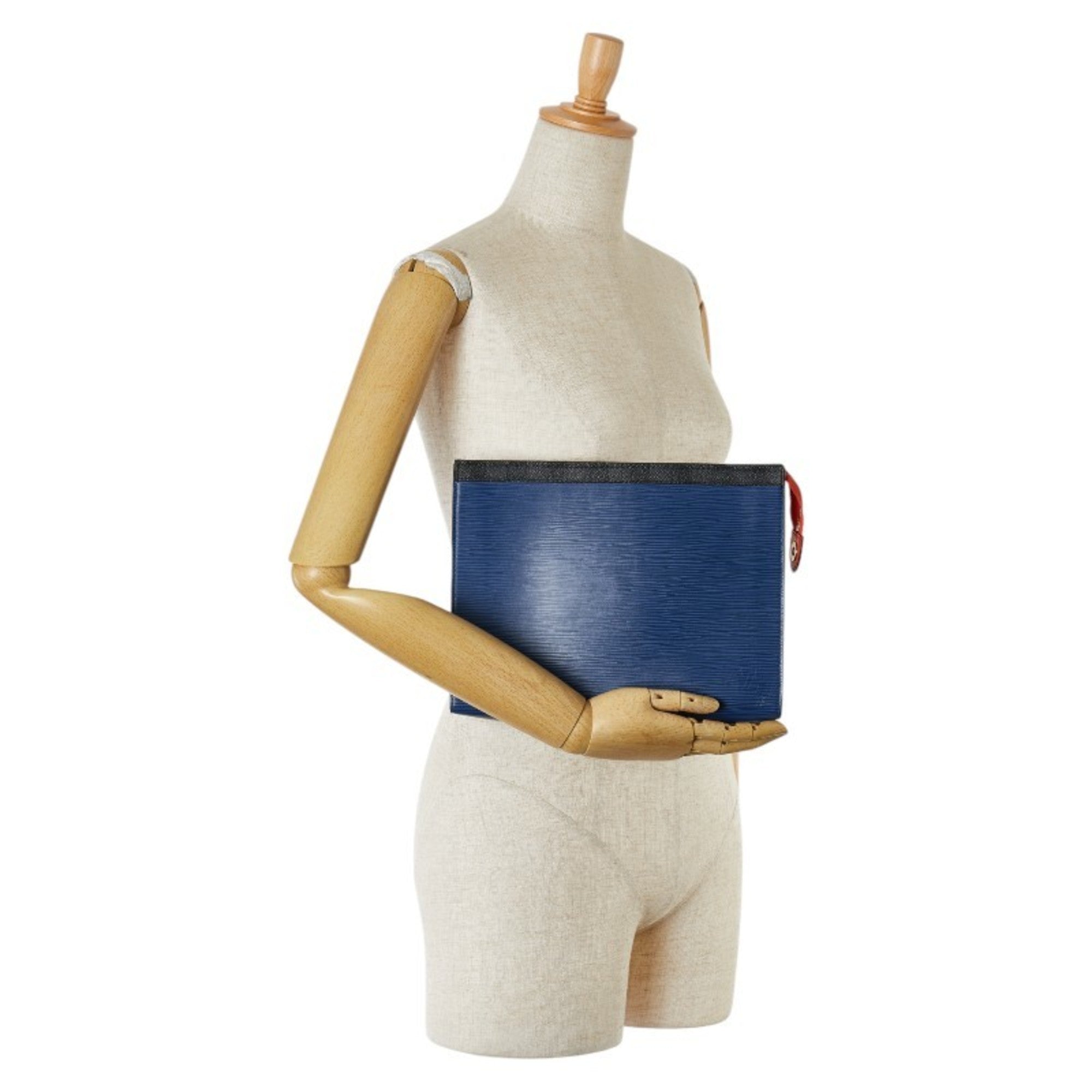 Louis Vuitton Black Navy Leather Pvc Clutch Bag