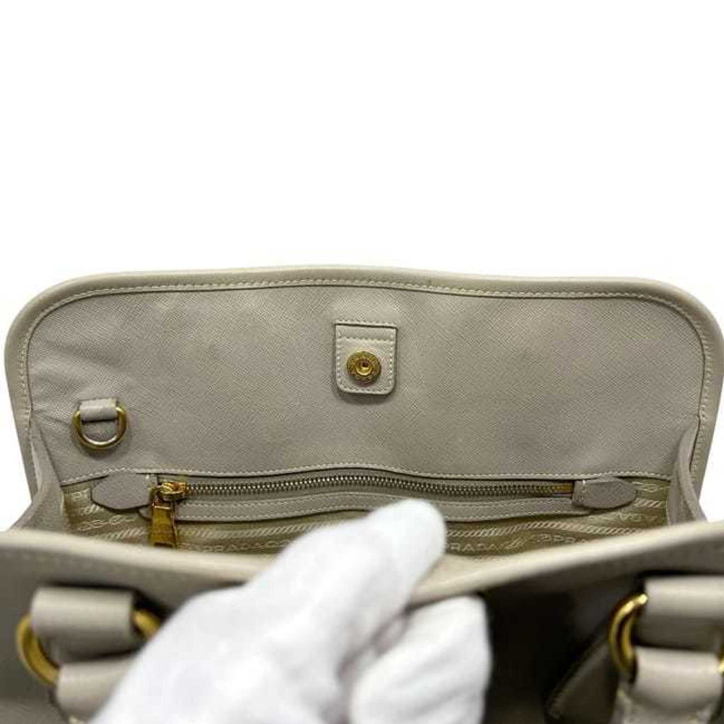 Prada Saffiano Beige Leather Handbag Shoulder Bag