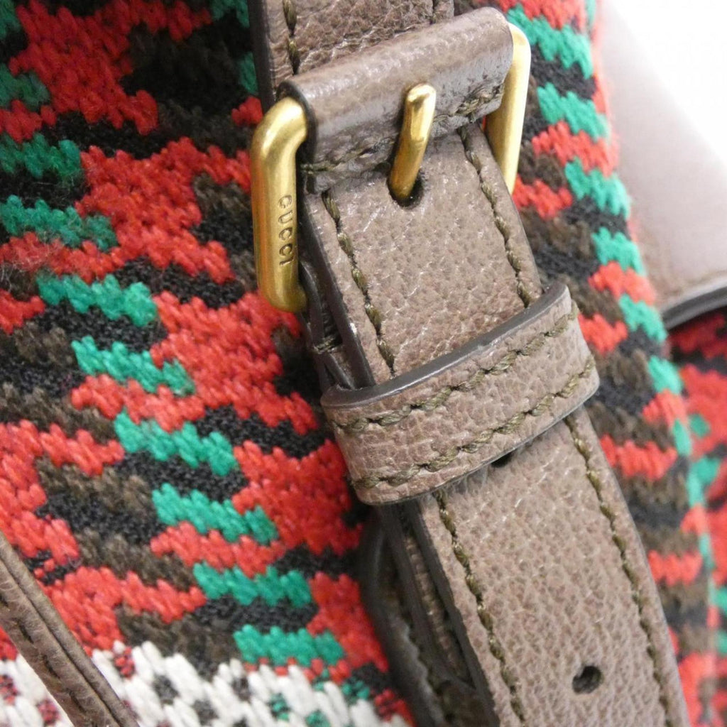 Gucci Red Color Wool Leather Backpack (Pre-Owned)