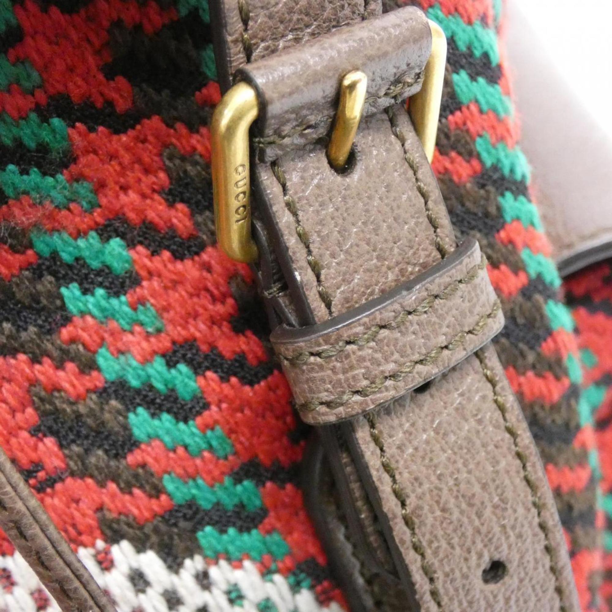 Gucci Red Color Wool Leather Backpack (Pre-Owned)