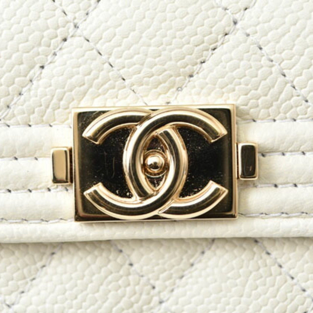 Chanel Boy Chanel Off-White Grained Calfskin Wallet (Bi-Fold)