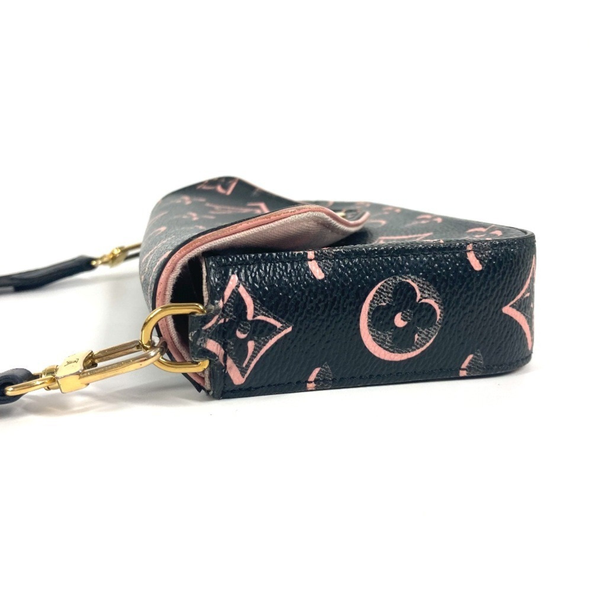 Louis Vuitton Black Pink Coated Canvas Pochette Shoulder Bag