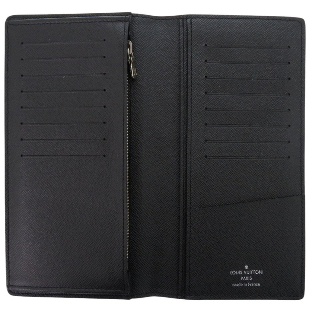 Louis Vuitton Black Noir Taiga Leather Leather Long Wallet