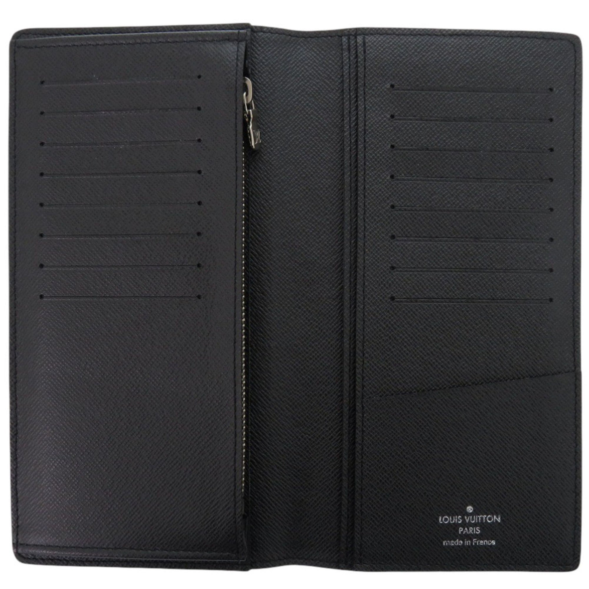 Louis Vuitton Black Noir Taiga Leather Leather Long Wallet