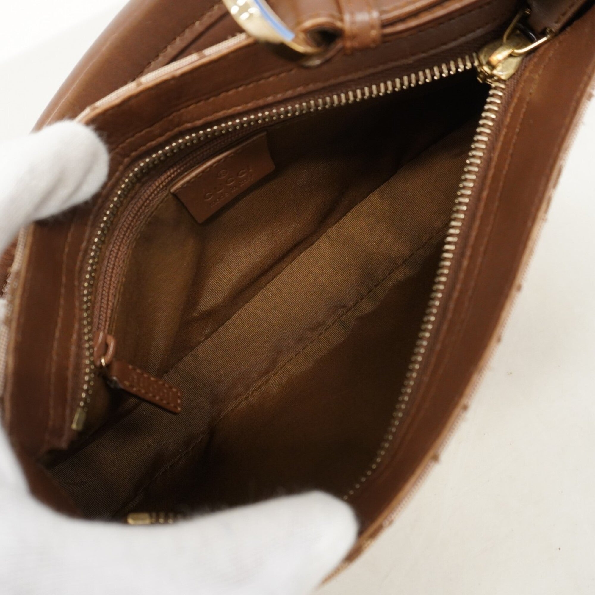 Gucci Brown Canvas Leather Handbag (Pre-Owned)