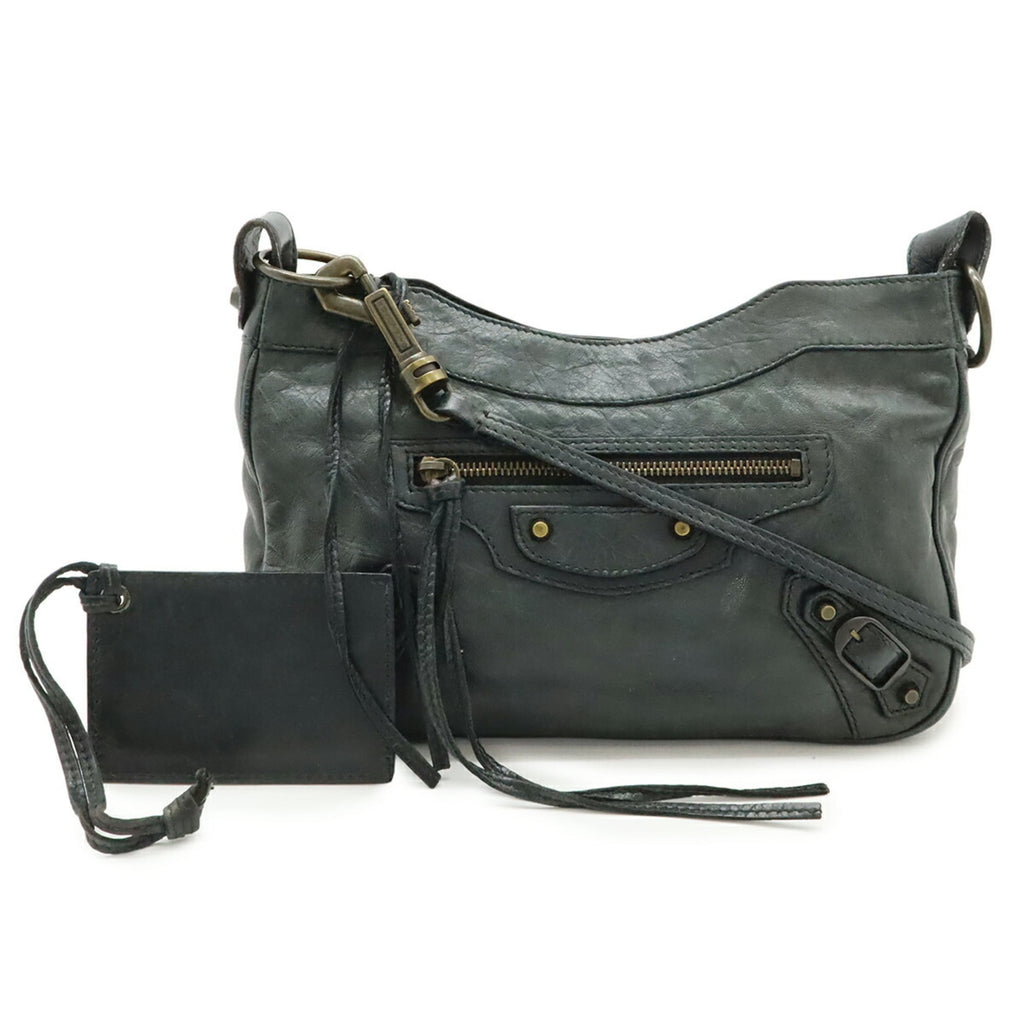 Balenciaga Hip Dark Green Leather Pochette Shoulder