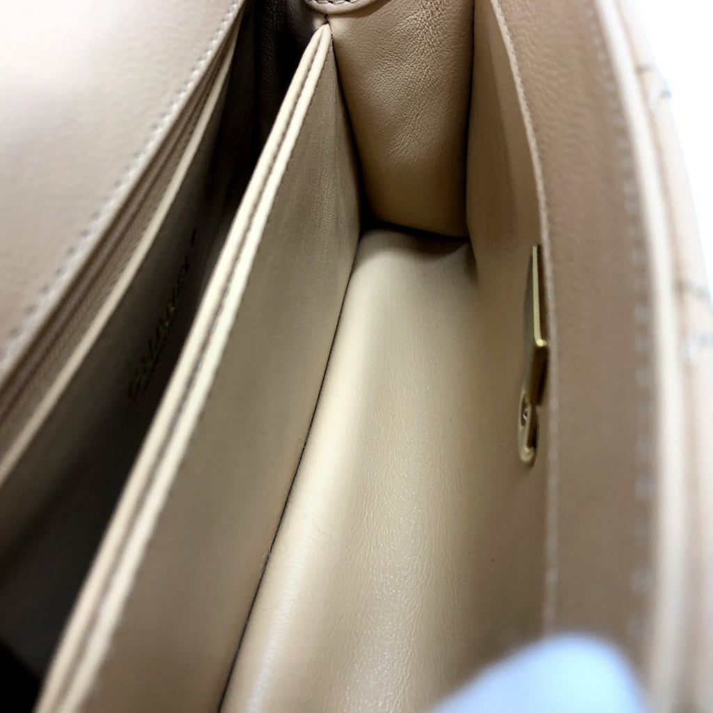 Chanel Beige Grained Calfskin Handbag Shoulder Bag