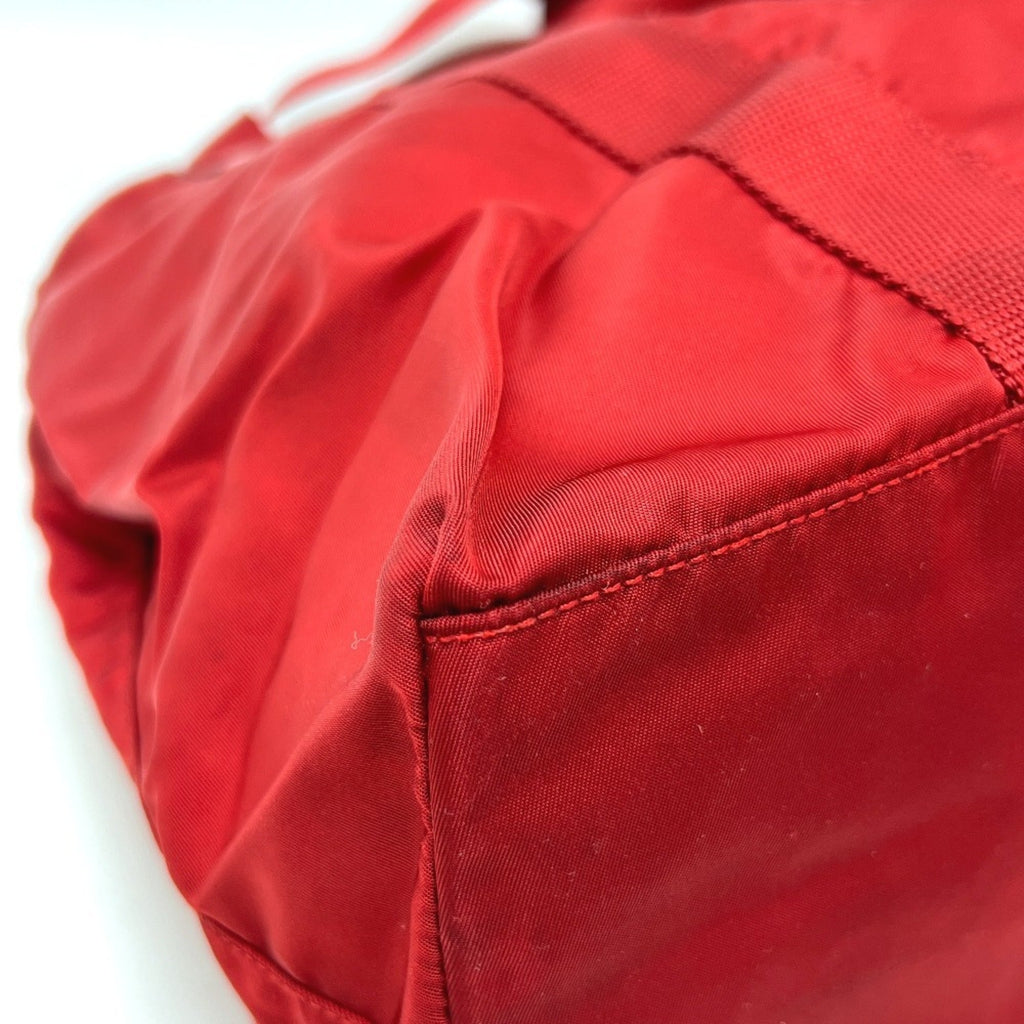 Prada Red Color Nylon Handbag Tote Bag
