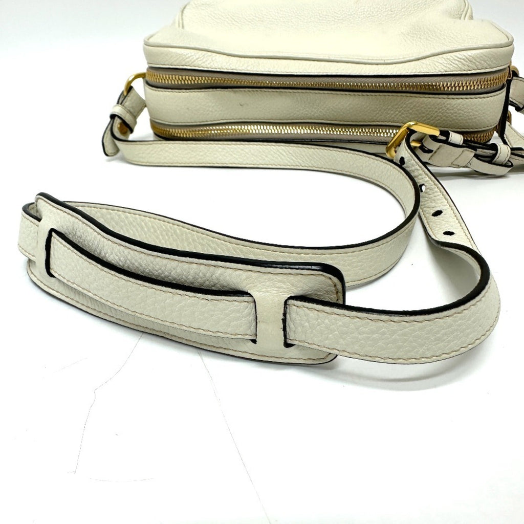 Prada White Leather Pochette Shoulder Bag
