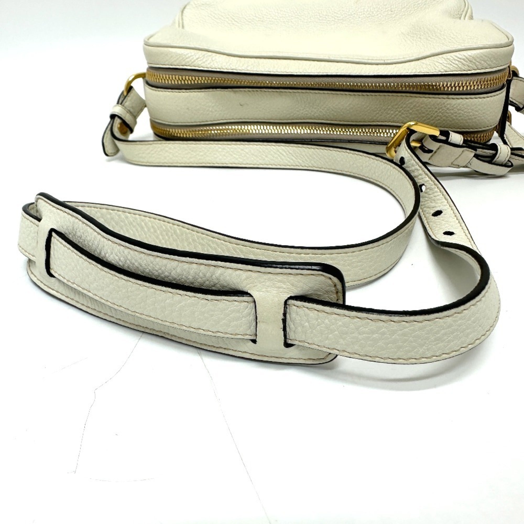 Prada White Leather Pochette Shoulder Bag