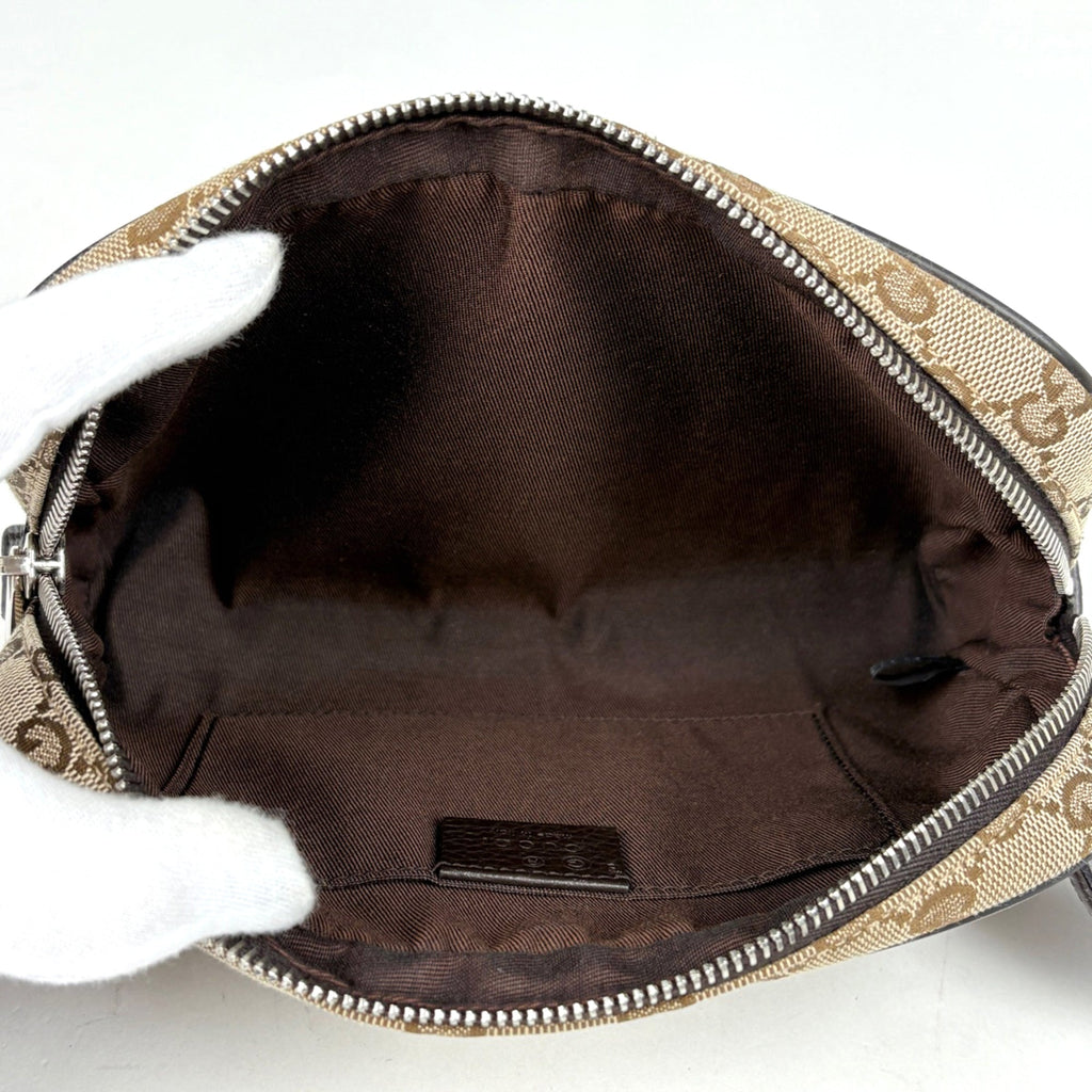 Gucci Gg Canvas Brown Gg Canvas Leather Sling Bag (Pre-Owned)