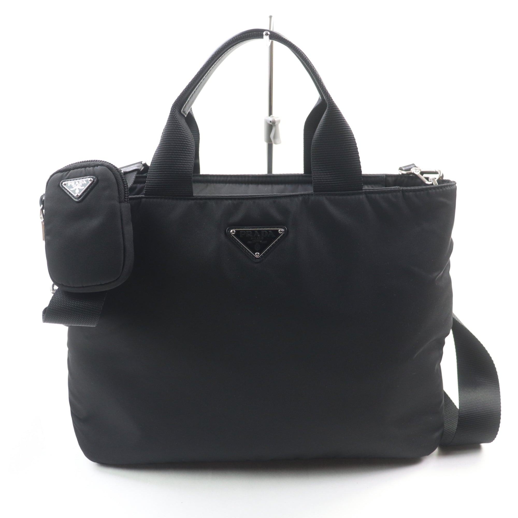 Prada Black Nylon Leather Handbag