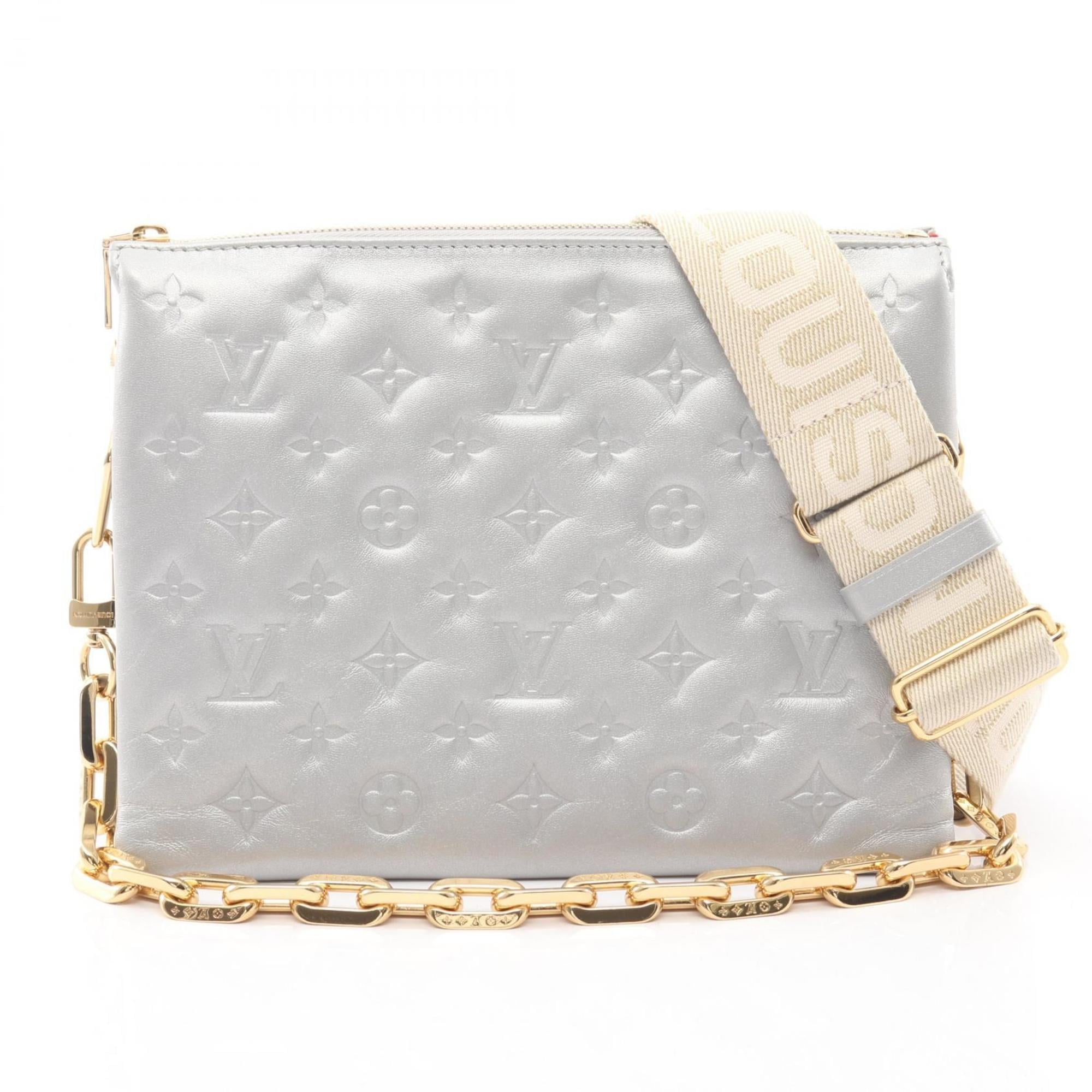 Louis Vuitton Silver Leather Handbag Shoulder Bag