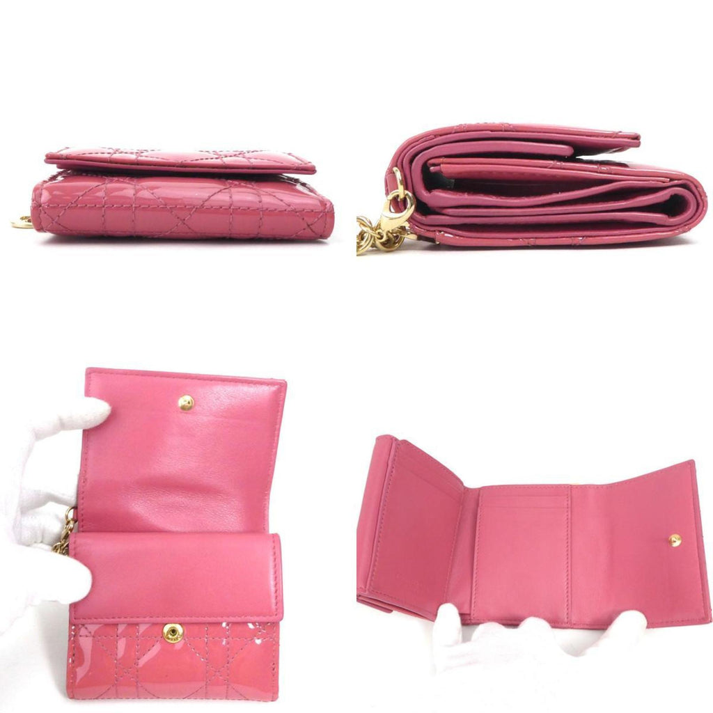 Christian Dior Pink Patent Leather Wallet (Tri-Fold) (Pre-Owned)