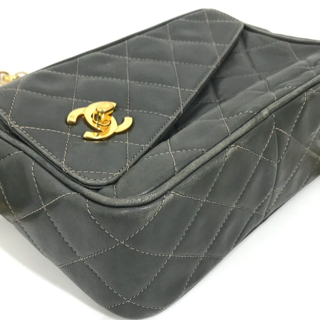 Chanel Gray Leather Shoulder Bag