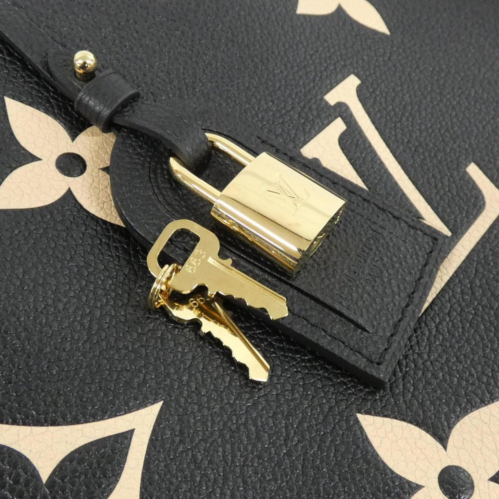 Louis Vuitton Beige Black Leather Handbag