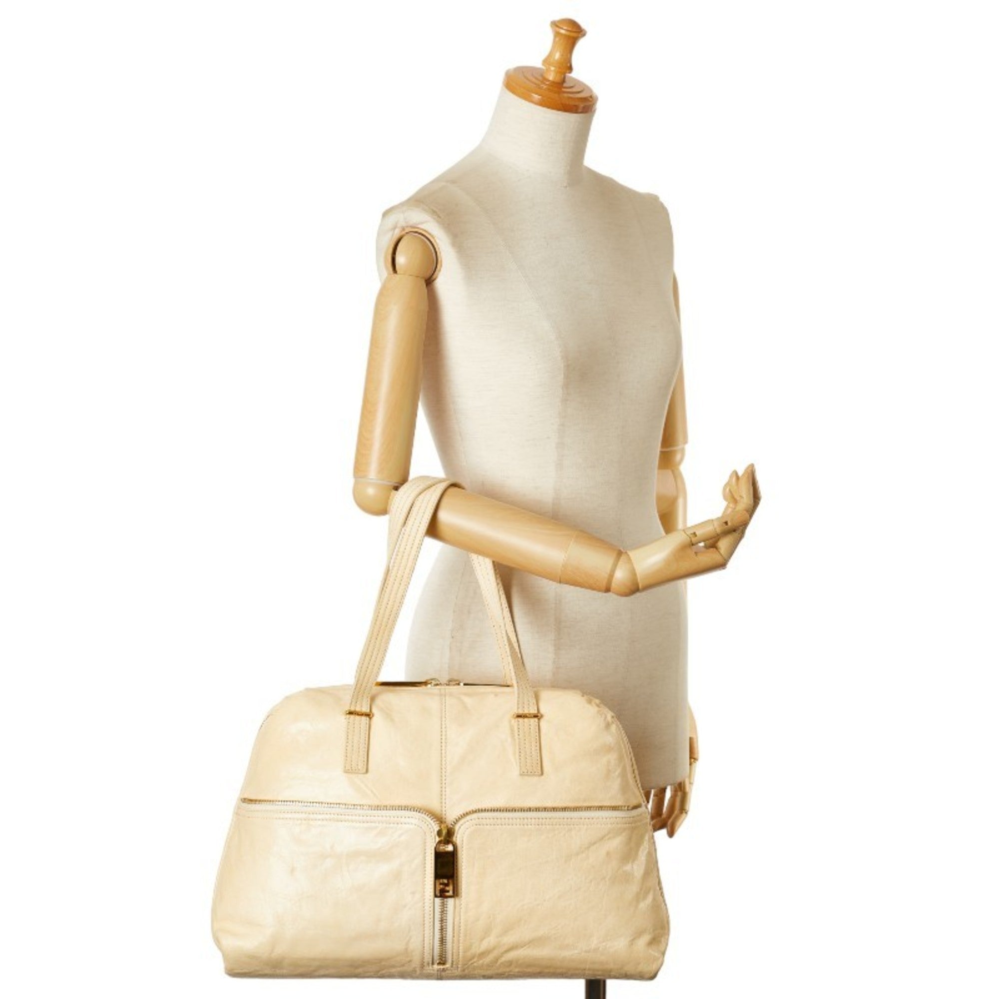 Fendi Zucca Beige Zucca Leather Shoulder Bag Tote Bag