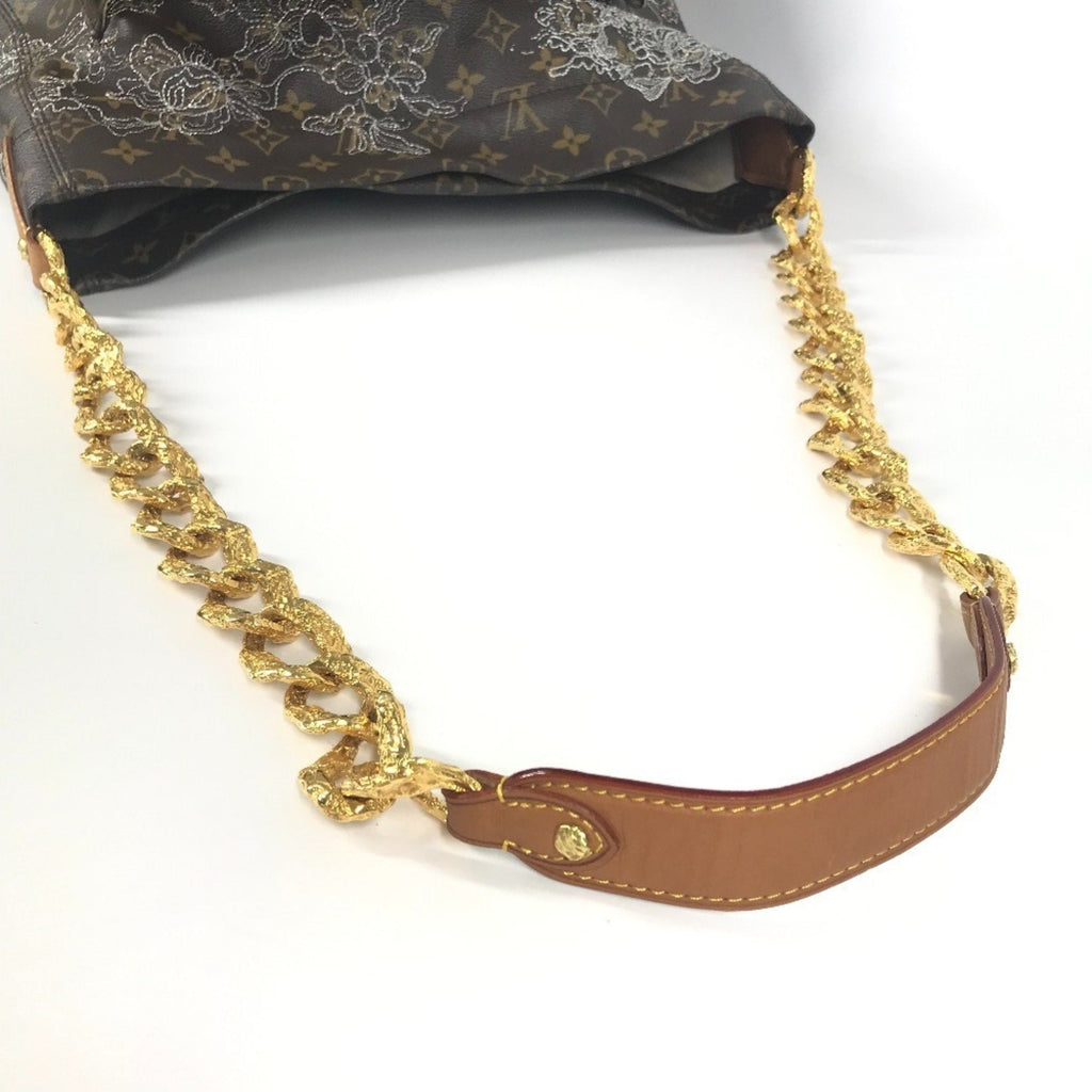 Louis Vuitton Argent Brown White Monogram Canvas Shoulder Bag Tote Bag