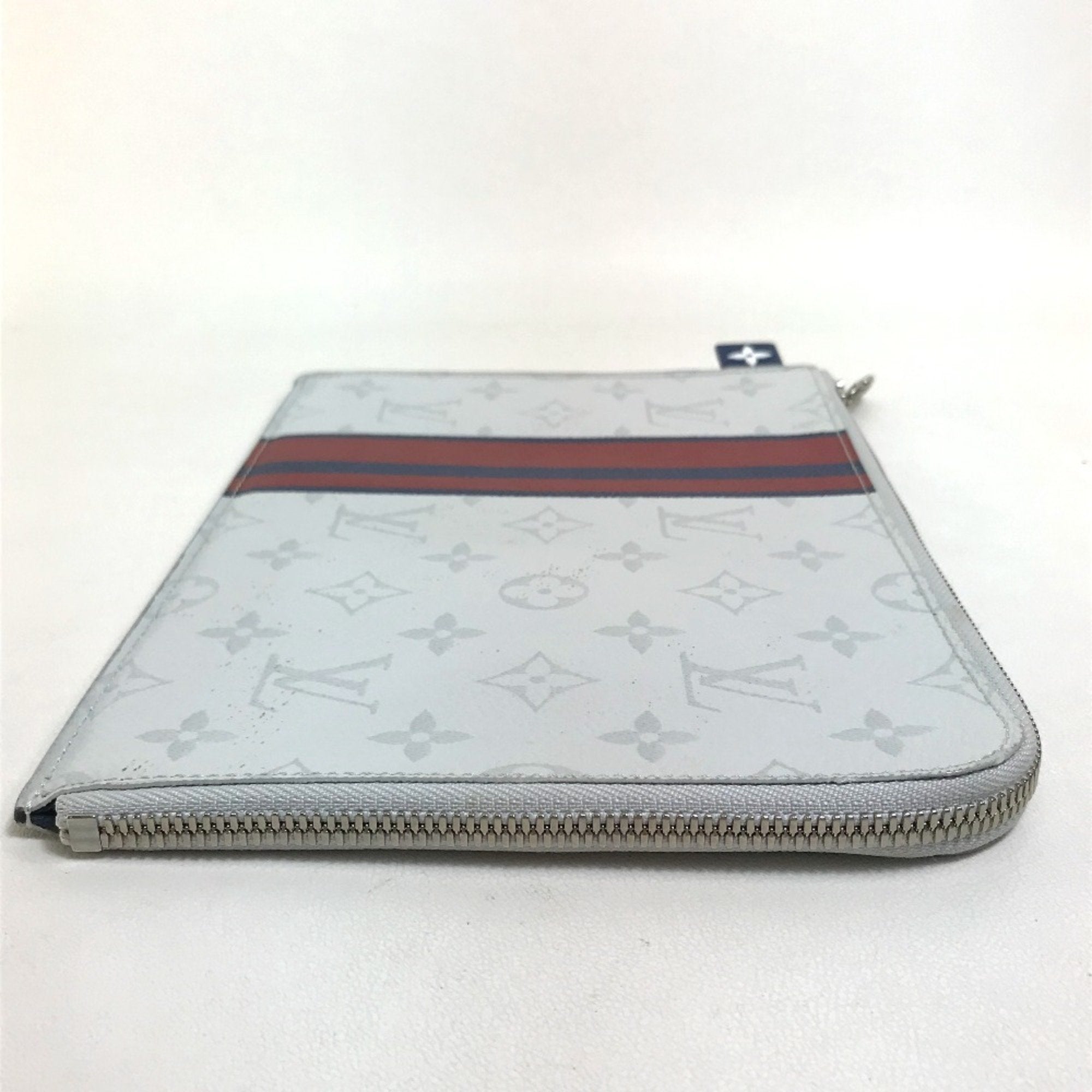 Louis Vuitton Blue Red Color White Monogram Clutch Bag Pochette