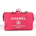 Chanel Pink Canvas Boston Bag Handbag Shoulder Bag