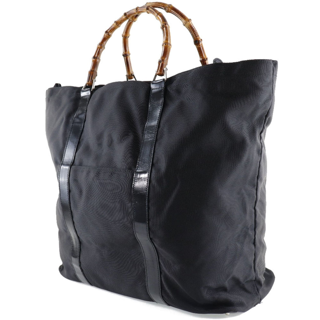 Gucci Black Brown Nylon Canvas Tote Bag (Pre-Owned)