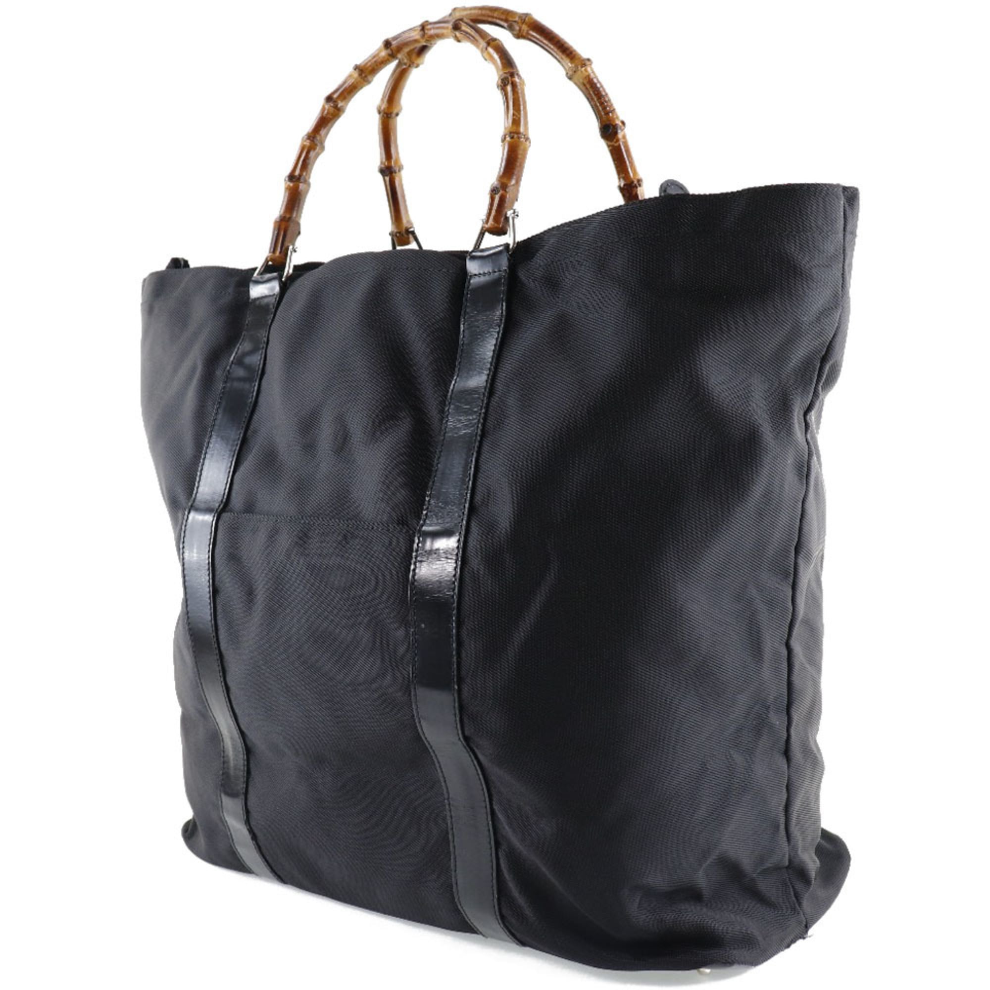 Gucci Black Brown Nylon Canvas Tote Bag (Pre-Owned)