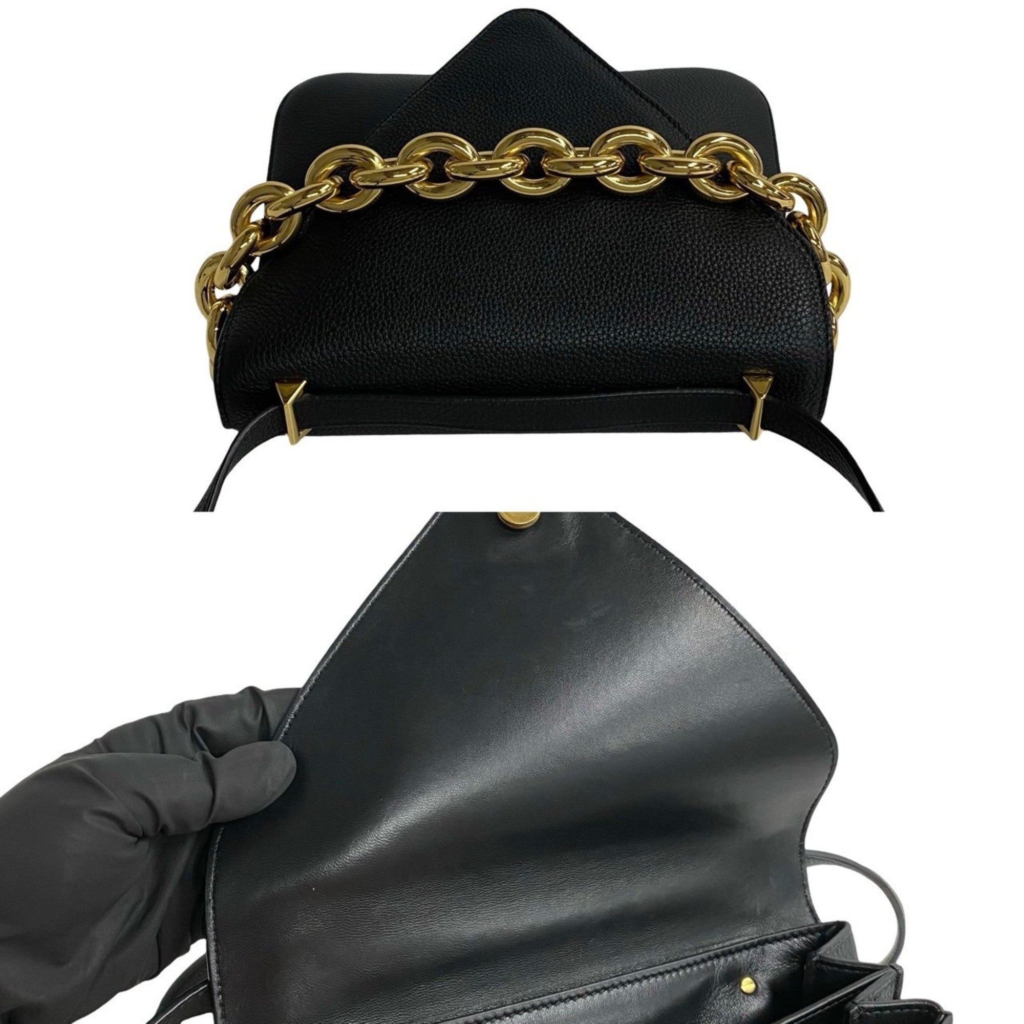 Bottega Veneta Black Leather Handbag Shoulder Bag