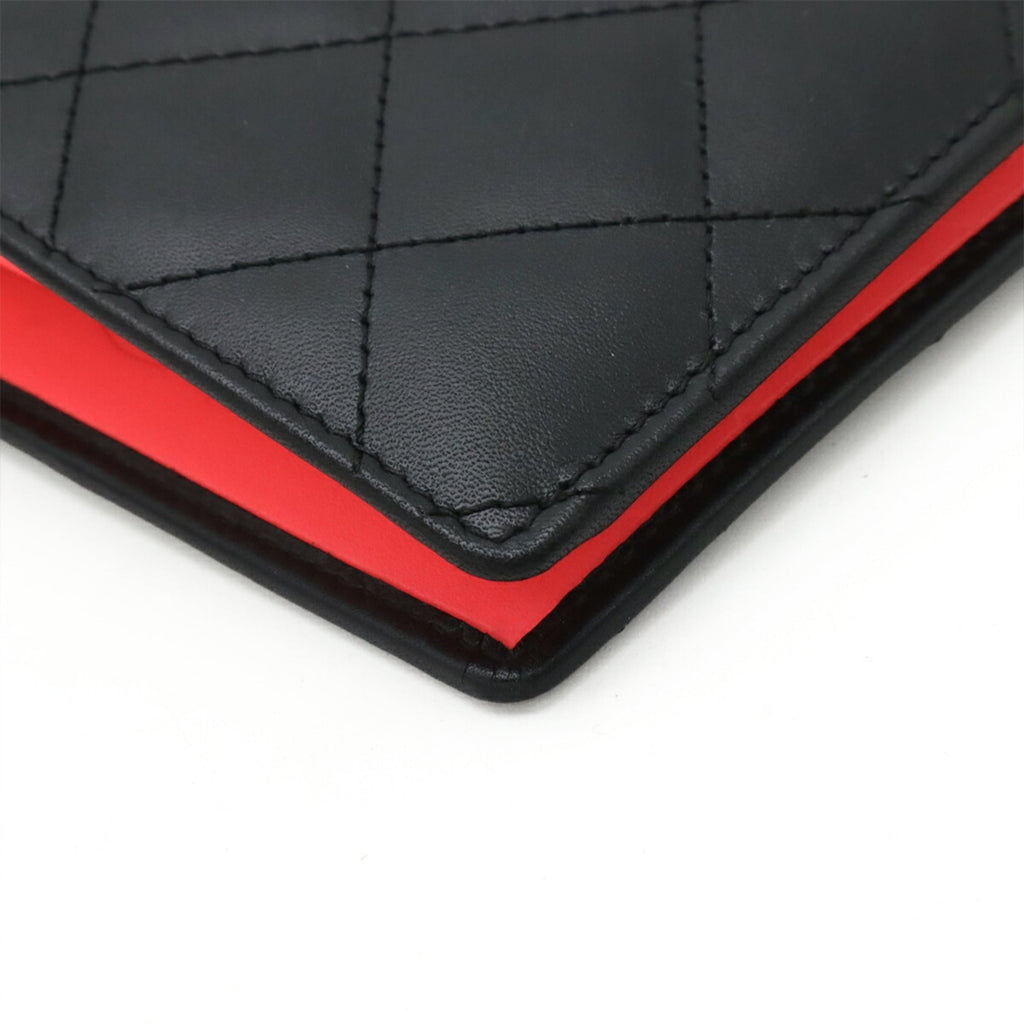 Chanel Black Pink White Leather Long Wallet (Bi-Fold)