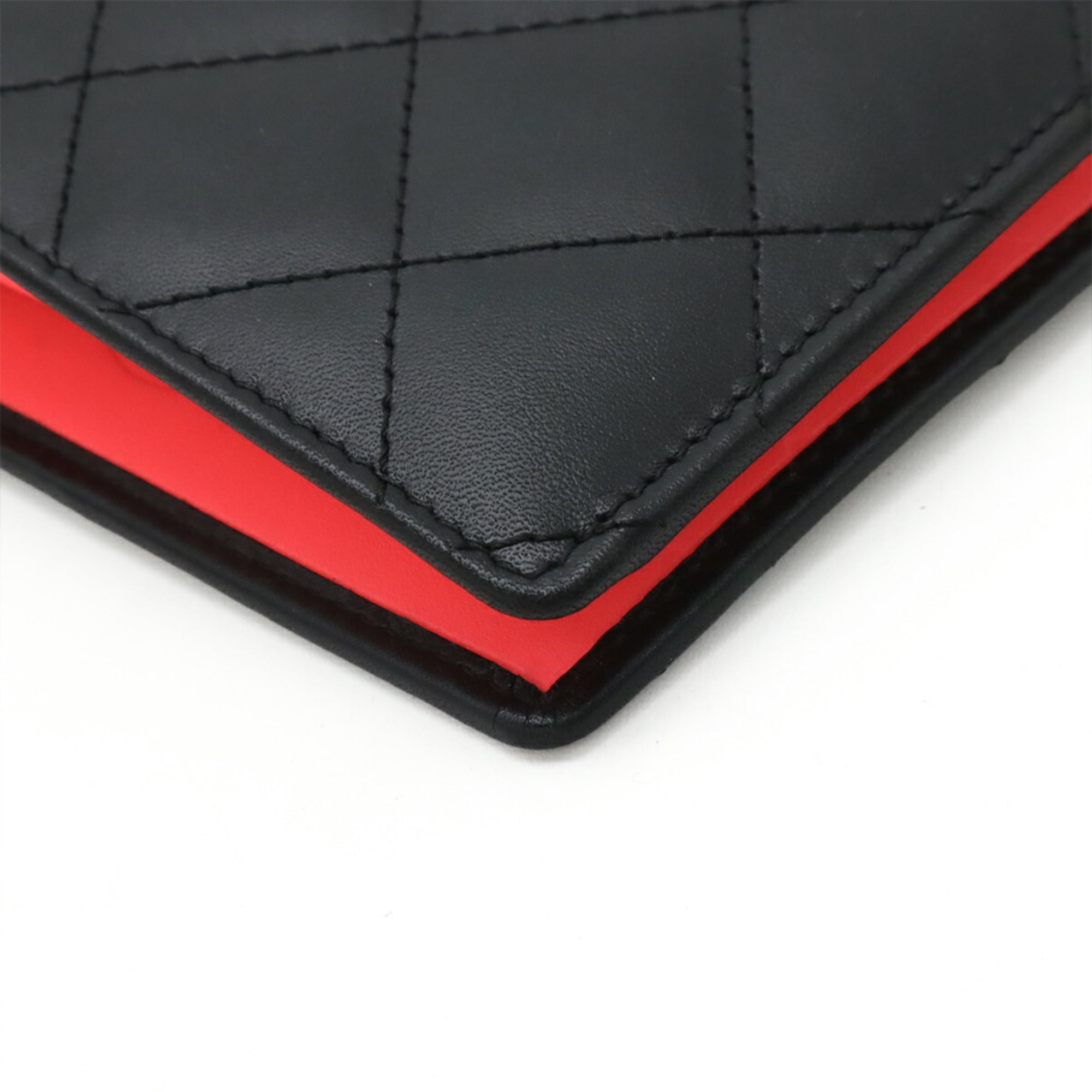 Chanel Black Pink White Leather Long Wallet (Bi-Fold)
