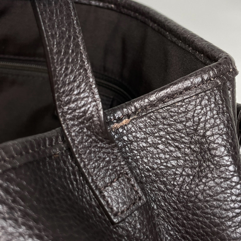 Gucci Dark Brown Leather Handbag Tote Bag (Pre-Owned)
