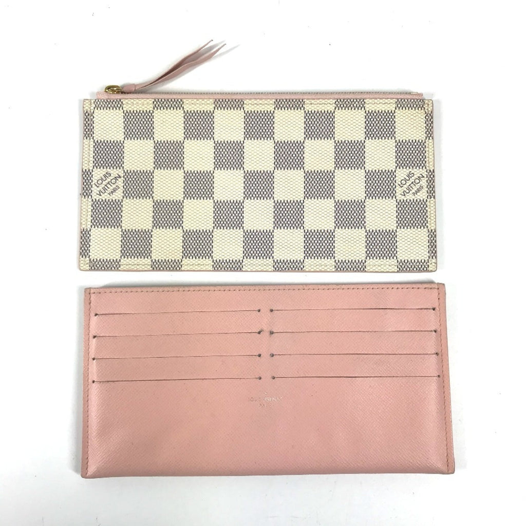 Louis Vuitton Pink White Damier Azur Chain/Shoulder Wallet