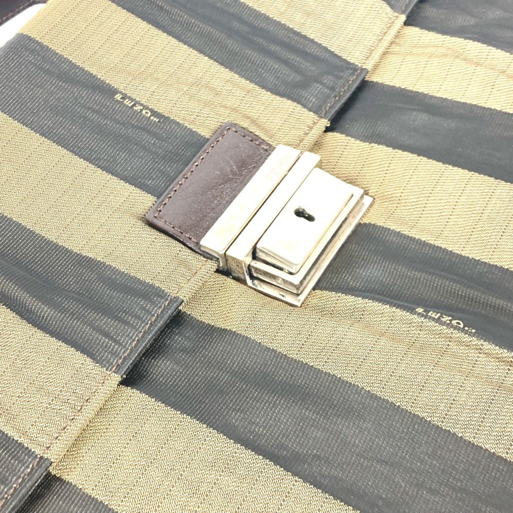 Fendi Black Brown Nylon Leather Briefcase Handbag Tote Bag