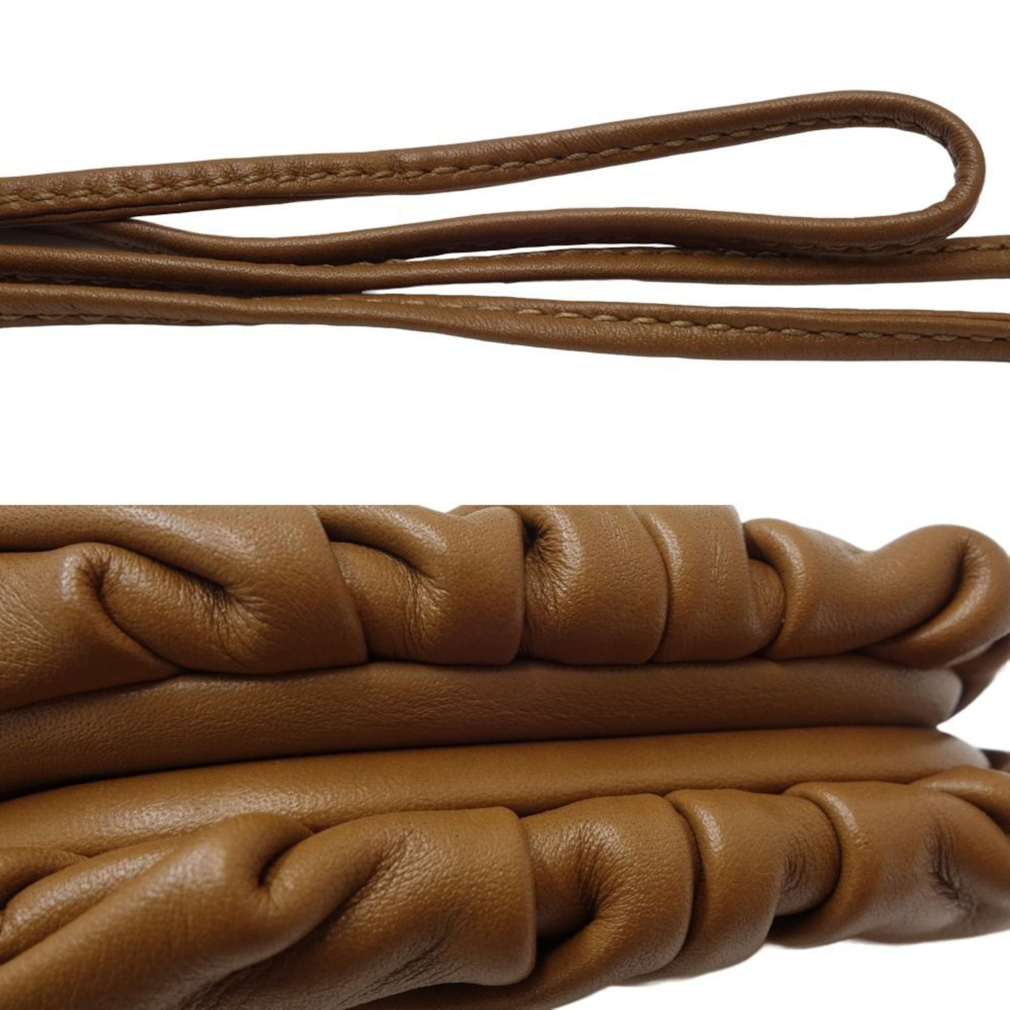 Bottega Veneta Brown Leather Pochette Pouch