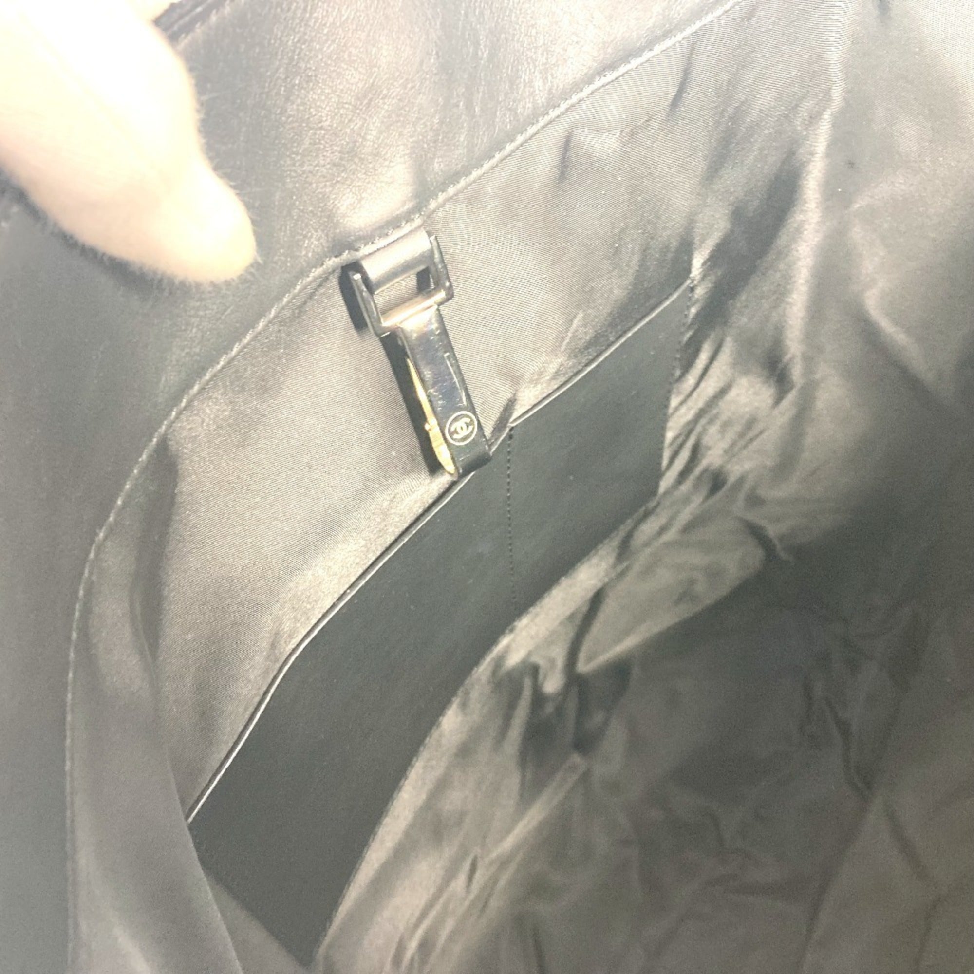 Chanel Black Knit Leather Shoulder Bag Tote Bag