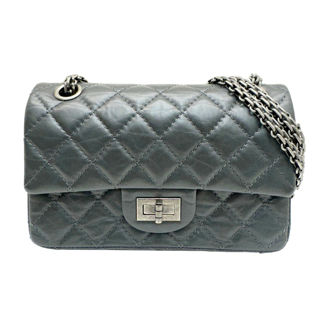 Chanel Dark Gray Leather Shoulder Bag