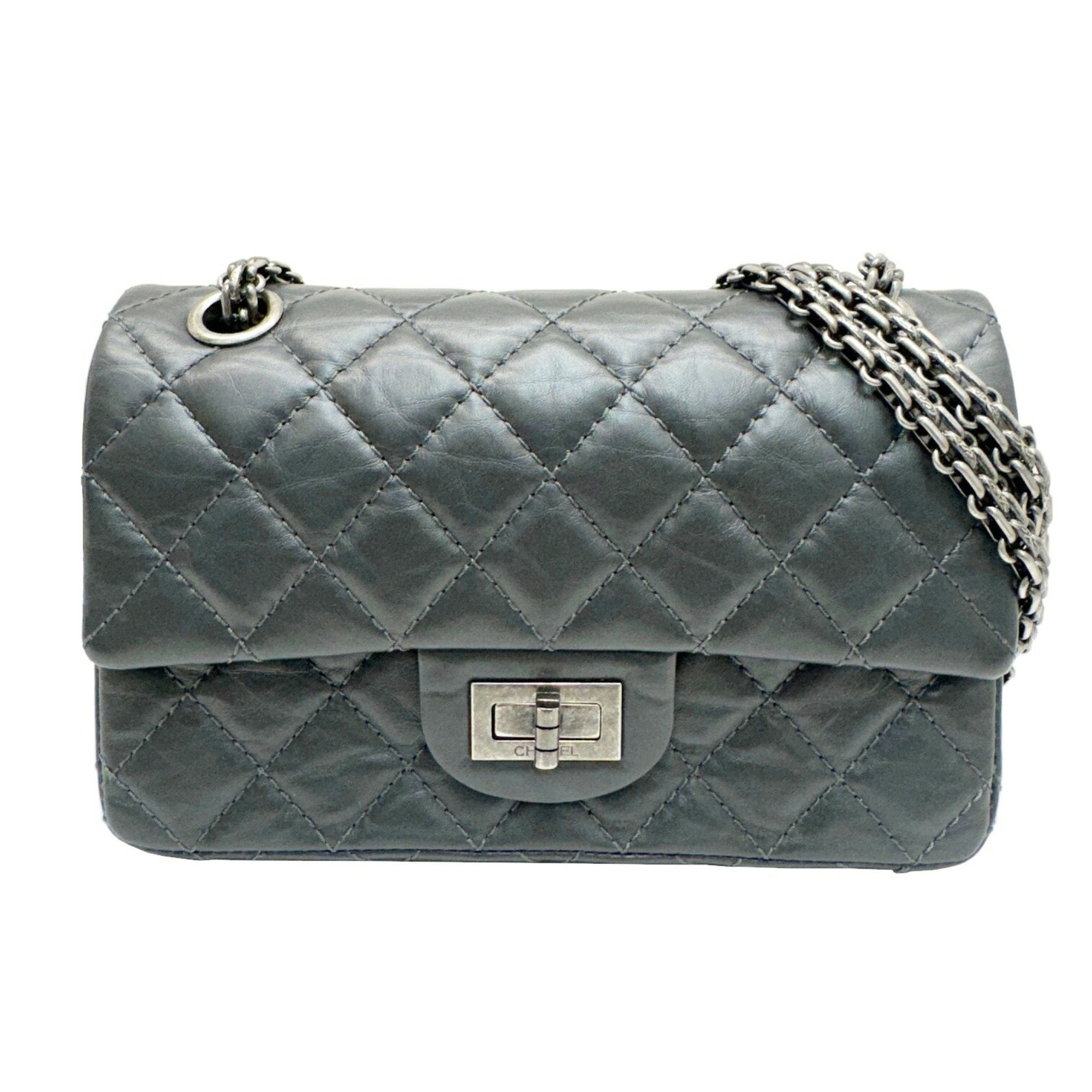 Chanel Dark Gray Leather Shoulder Bag
