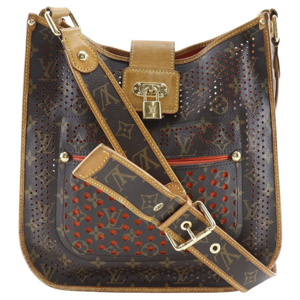 Louis Vuitton Brown Galle Orange Monogram Perforated Shoulder Bag
