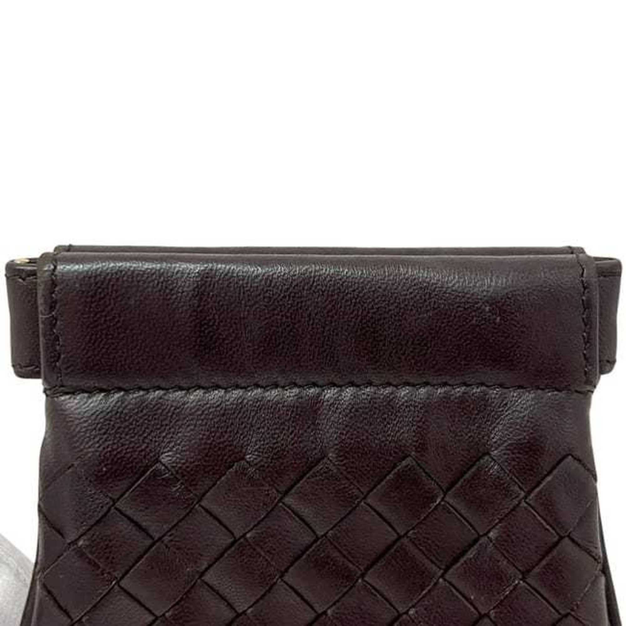 Bottega Veneta Intrecciato Brown Leather Coin Purse/Coin Case