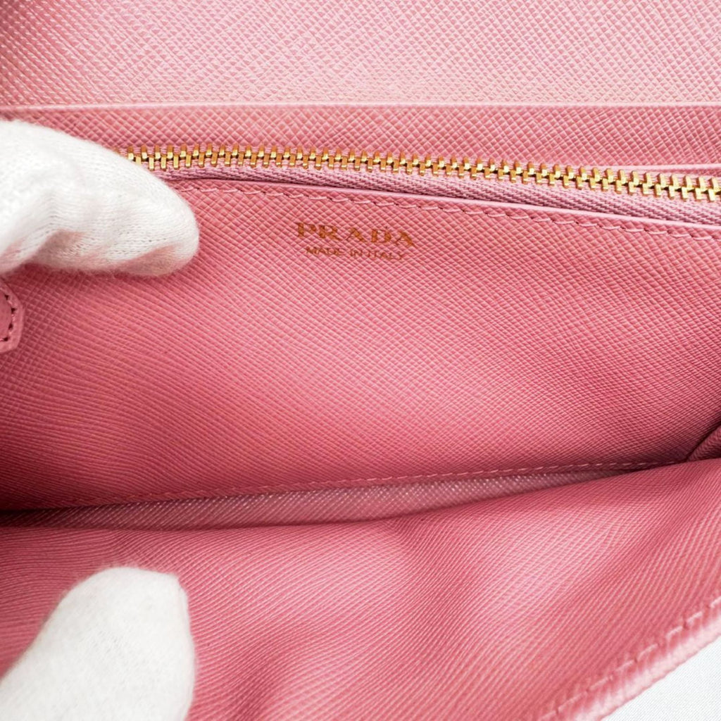 Prada Saffiano Pink Saffiano Long Wallet (Bi-Fold)