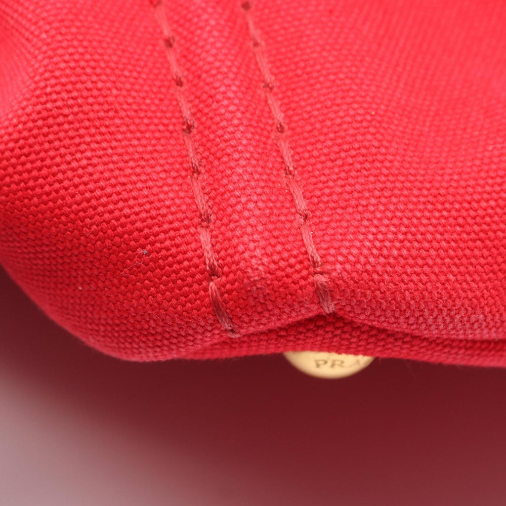 Prada Red Color Canvas Tote Bag