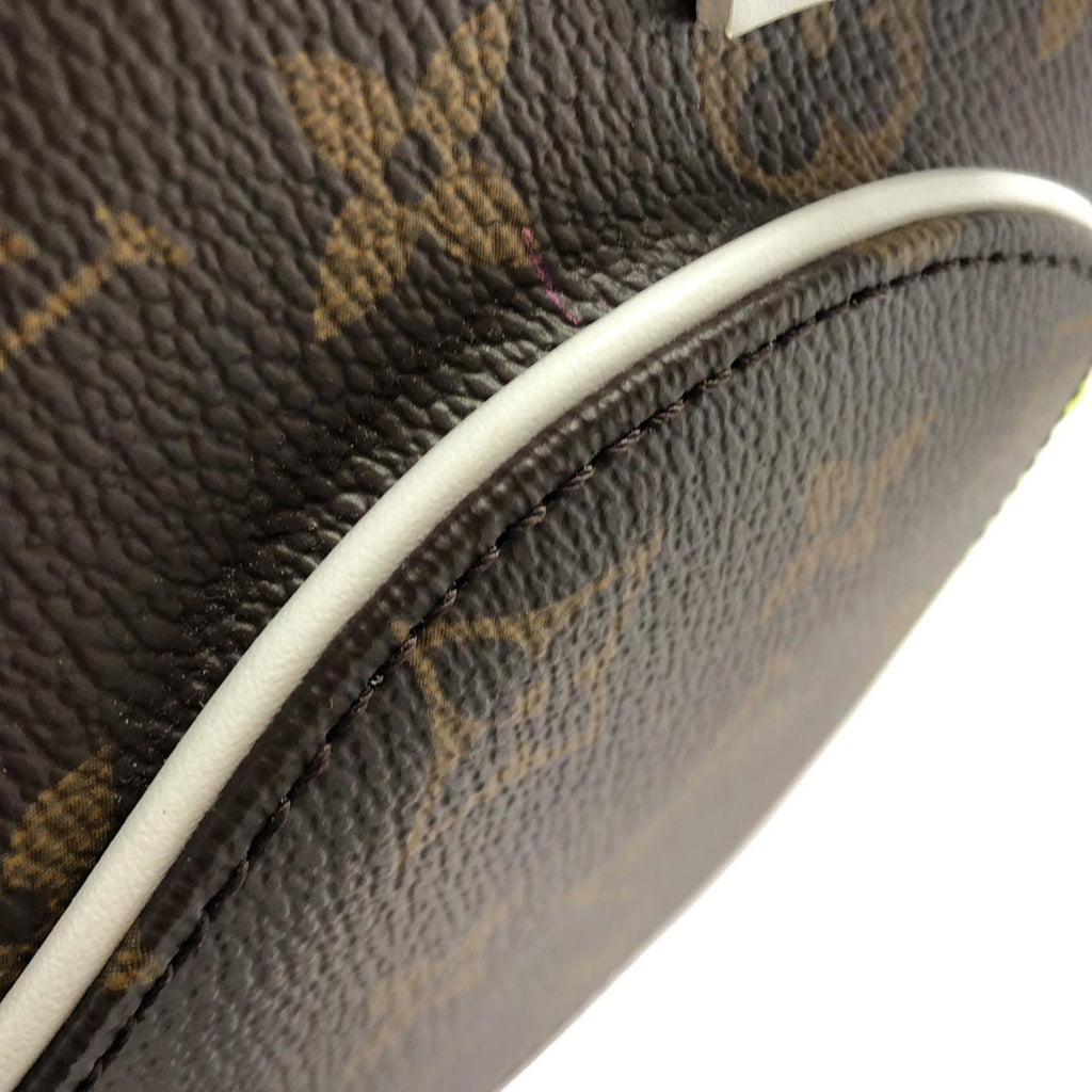 Louis Vuitton Blanc Marron Coated Canvas Leather Handbag Pouch