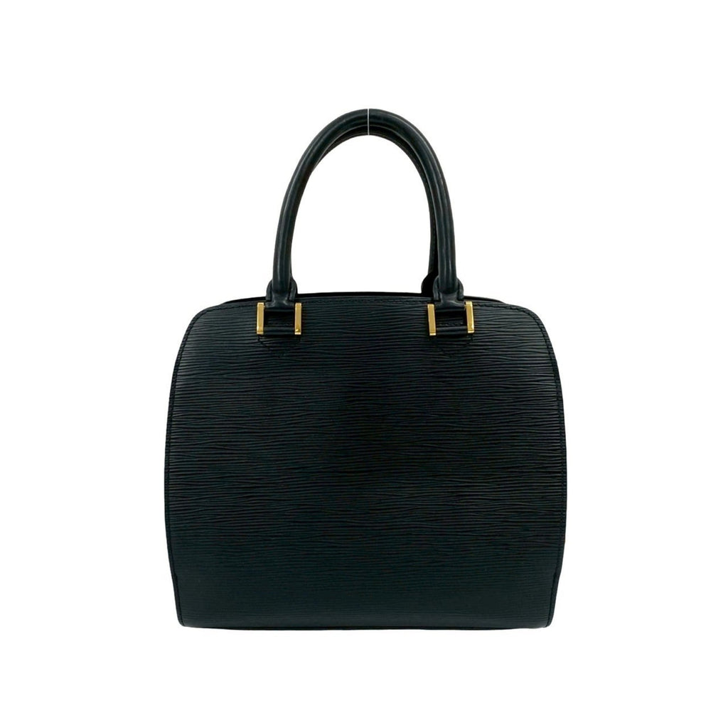 Louis Vuitton Black Leather Handbag Tote Bag