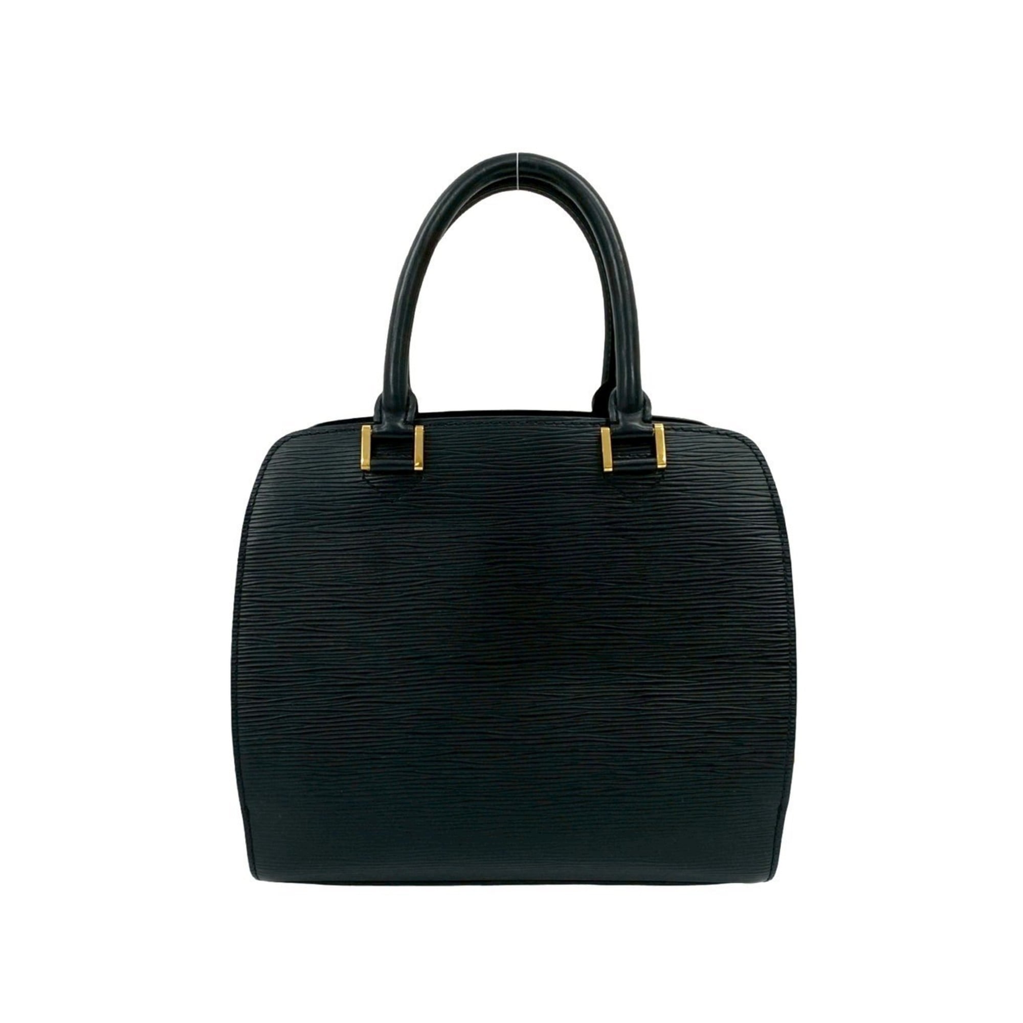 Louis Vuitton Black Leather Handbag Tote Bag