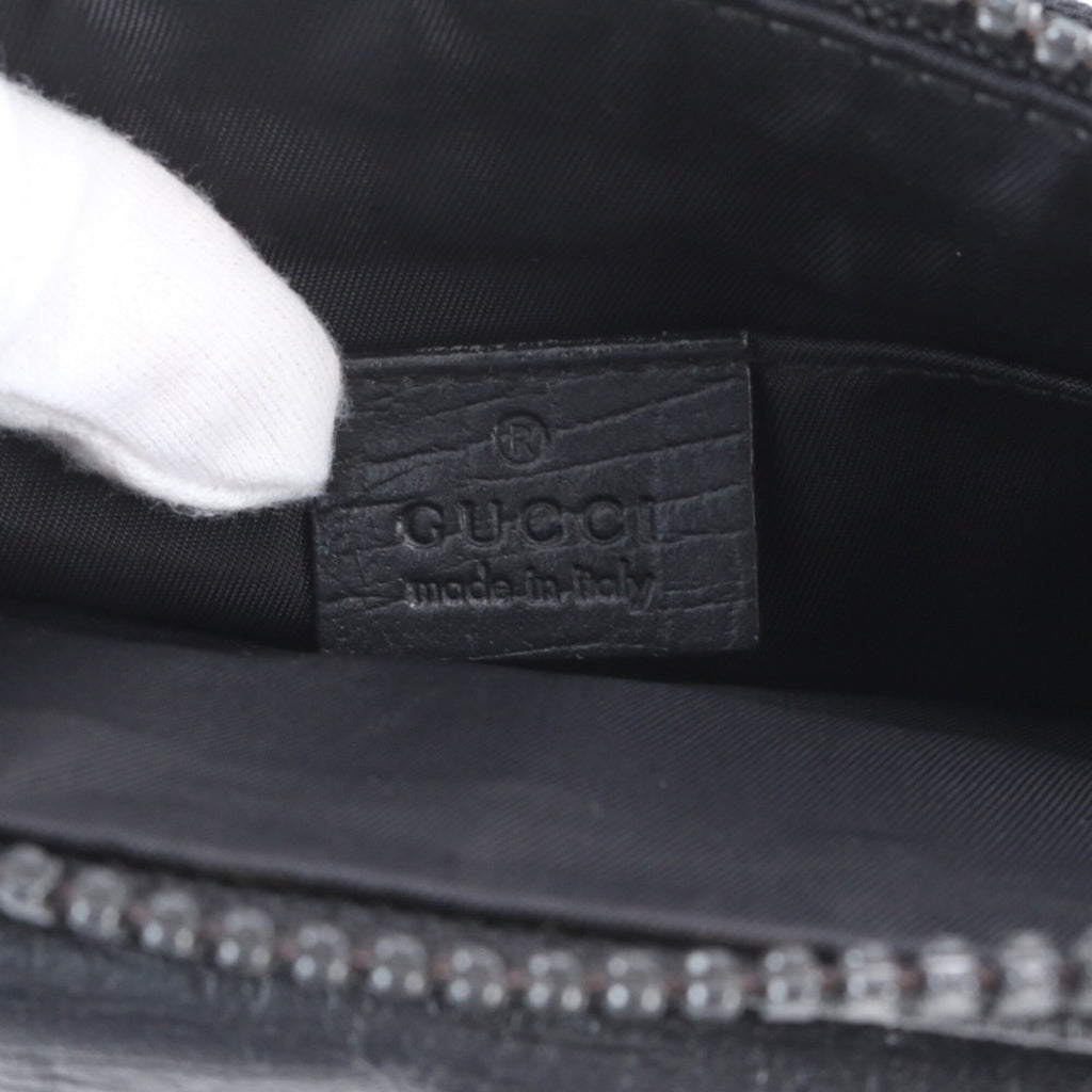 Gucci Black Leather Coated Canvas Fanny Pack Pouch Sling Bag (Pre-Owned)