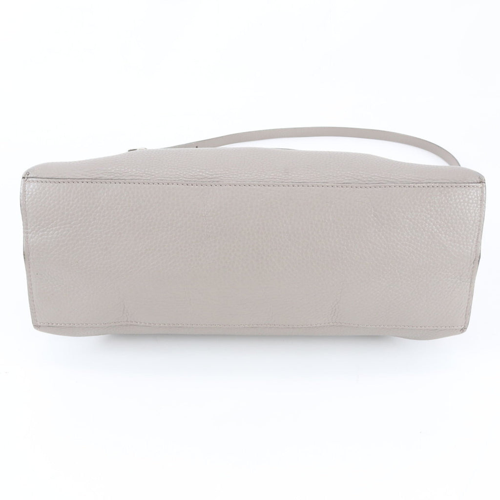 Gucci Bamboo Grayish Leather Handbag Shoulder Bag (Pre-Owned)
