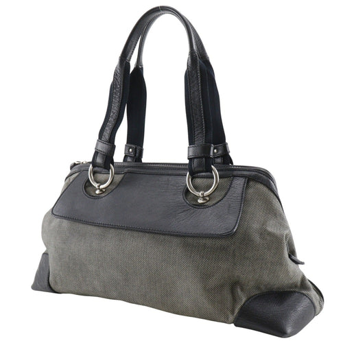 Bottega Veneta Black Gray Canvas Leather Tote Bag